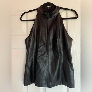 White House Black Market Black Leather Tank Top